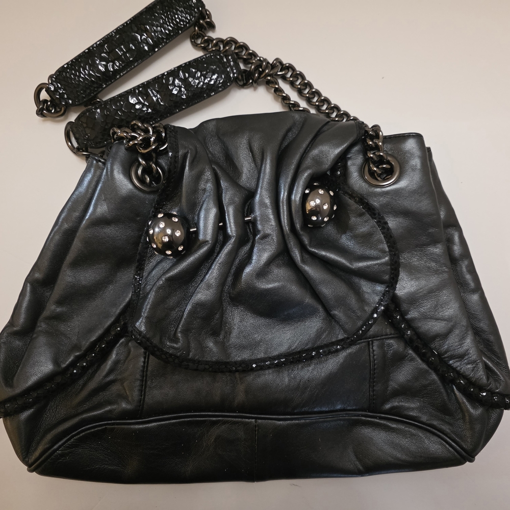 Betsey Johnson Black Chain Shoulder Bag | Lace Lining | New w/ Dust Bag
